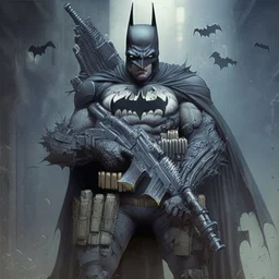 Evil Batman armed with Assault rifle