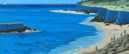 A blue beach near a coral cove painted by John Brack