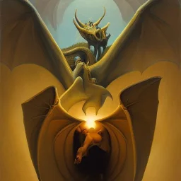 Demons, Dragon flying, Crystals, Caves, Fantasy Art, Bo Bartlett