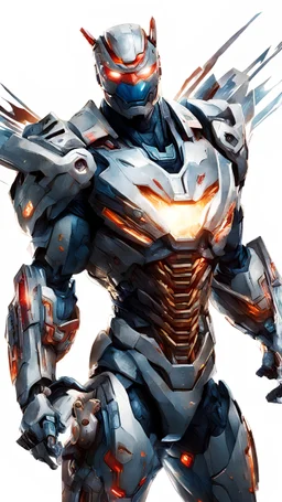 pacific rim movie style ultra man japanese superhero, infill lighting. Center this artwork on a pure white background, ensuring the entire image is fully visible, with no cropping