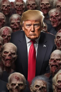 A hyper-realistic photo, Donald Trump zombie, full size photo,,64K, hyperrealistic, ,colourfull , 4K ultra detail, , real photo