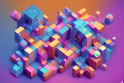 3D colorful geometric installation, simplistic, studio lighting, C4D, 16k, Behance, Artstation, centered, top down camera, vibrant