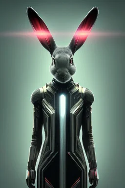 MCU Portrait, Front image, cyberpunk rabbit woman, mask, black red color, latex dress, photo studio, highly detailed, concept art, smooth, unreal engine 5, god rays, ray tracing, RTX, lumen lighting, ultra detail, volumetric lighting, 3d, finely drawn, high definition, high resolution.