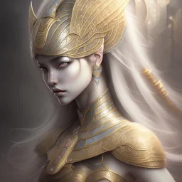 sango fantasy, fantasy magic, intricate, sharp focus, illustration, highly detailed, digital painting, concept art, matte, masterpiece head sexy Asian beauty white hair space lady silver tiger head Egyptian princess pyramid