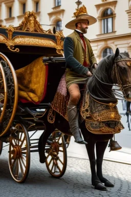 Fiacre carriage with horses in Vienna