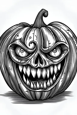 Pumpkin scary, line art, hand drawing style