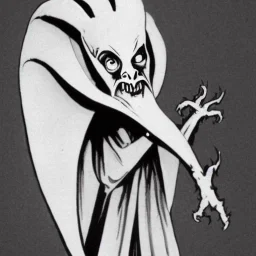 White bat monster with long limbs as Russian Orthodox nosferatu