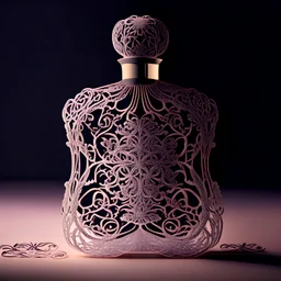 generate me an aesthetic photo of perfumes for Perfume Bottles with Intricate Lace