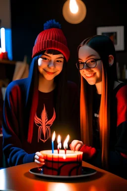 spiderman into the spider verse tarzı 17. yaş mumu ile doğum günü kutlayan 2 kız