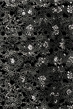 flatlay pattern of black chantilly pizzo, tilable, made for seamless Material, light background creamy color, very detailed
