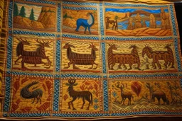 Cave paintings in Navajo woven art