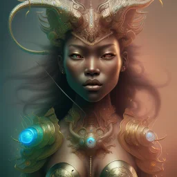 Sango fantasy, fantasy magic, intricate, sharp focus, illustration, highly detailed, digital painting, concept art, matte, art germ and Paul Lewin and Kehinde Wiley, masterpiece Indonesian lady head bronze tiger Asian African girl nice breast Hawaiian hair turquoise silver waves