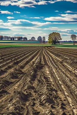 A beautiful landscape with a ploughed land