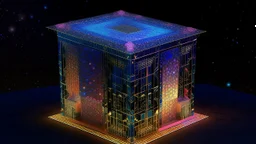 A holographic cubist celestial architecture with thermal pointillism
