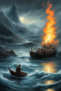 What fish of all fishes, Swims strong in the flood, But hath learnt little wit to beware Thine head must thou buy, From abiding in hell, And find me the wan waters' flame 'Andvari folk call me, Call Oinn my father, Over many a force have I fared; For a Norn of ill-luck, This life on me lay Through wet ways ever to wade.