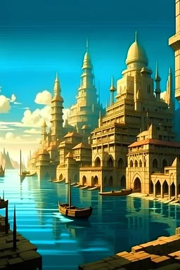 Atlantis cartoon film, architecture city