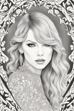 coloring pages of taylor swift for adults, Designs Black and white, No Shading