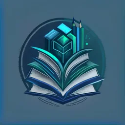 un logo que combine elementos como libros, lápices o gráficos de computadora para representar el enfoque educativo y mas enfocado en lo tecnológico con inteligencias artificiales con los colores azul oscuro, verde oscuro o gris
