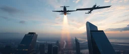 a skyscraper with T branches so that aircraft can take off from them