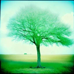 Un sapin en laine, pastel,,polaroid usé