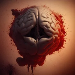 a ugly human brain with a lot of red liquid, steam punk, scary, horror, realistic, made in octane, cinematic, ultra-realistic, extremely detailed octane rendering, 8K, VRAY Super Real ar 2:3, dof photorealistic futuristic 50mm lens hard lighting dark gray tintype photograph, realistic lighting, sephia colors