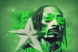 Snoop Dogg ganger, green flag with white star