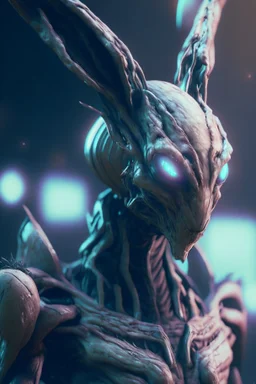 Bunny man humanoid alien,hyper detailed, digital art, trending in artstation, cinematic lighting, studio quality, smooth render, unreal engine 5 rendered, octane rendered