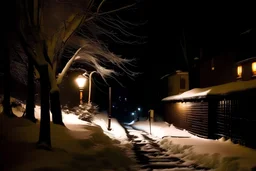 snow, night