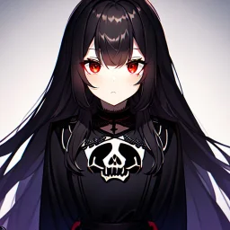 portrait anime vampire, long hair, red eyes, noble black robe, Blood, Gothic, skulls, hyper detailed, intricately detailed, looking at viewer, arms behind back pose, gothic, skulls, ambiguous lines image, flat dimensional style, flat lines, rough drawing --ar 2:3