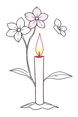 outline art for square Heart Candle Plumeria coloring page for kids, classic manga style, anime style, realistic modern cartoon style, white background, sketch style, only use outlin