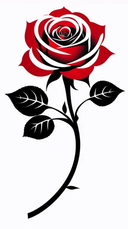 a rose where the stem and leaves(black) is made of smoke, and the flower(red) is made of smoke and flame shapes, vector