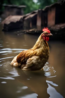 Seekor ayam tenggelam ke dalam sungai di negara india