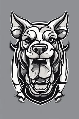 angry bull terrier hockey logo, thick lines, vector