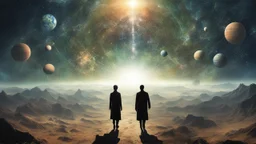 matrix universe, space, planets, god creation walking on the light