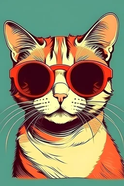 weet illustration of a cat in a sunglasses, in a cartoon style