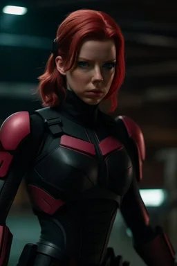 black widow in a pink battle suit