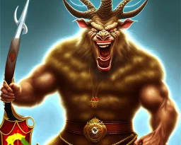 president Putin angry satan with horns fangs and tusk