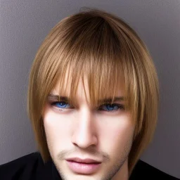 Man with blond straight hair and brown eyes