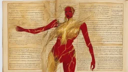 Text for a song about lightning space and beautiful golden, red women, text on a pages.