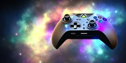 shiney xbox elite controller future design. nebula backround . sunflare . centered