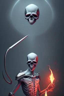 wanishing sickle of death, grim reaper, 4k, trending art, weird perspective, mirrors, reflection, water, smoke