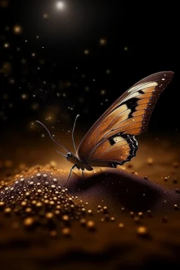 Luminous Light Brown butterfly and manure full of stars