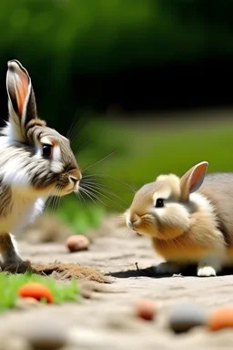 رسم سباق بين ارنب و قنفذ والارنب يسبق القنفذ وينظر له من بعيد