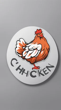 Generate a circular sticker design with the text 'Chicken' in the center. Ensure the background is clean and minimalist, providing a polished and professional appearance. The focus should be on the clarity of the text and the simplicity of the overall design, making it suitable for various applications.