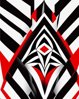 Geometric art does not change the image colors black white and red