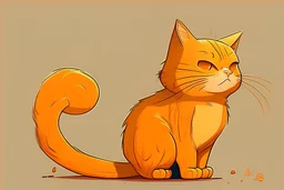 orange cat, draw, 2d, cartoon