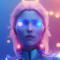 A portrait of a crystalised blue pink extraterrestrial, gold, sunny background, atmospheric, realistic, unreal engine, 8k. Cinematic lighting, octane render.