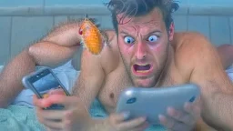 guy watches dirty videos on cellphone and gets crabs