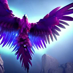 bird like creature, wings, feathers, ultraviolet dimension, epic, big, beautiful, attractive, colourful, carnivore, double bodyparts, deep colours, 8k resolution, dynamic lighting,ultra hyperdetailed, intricately detailed, Unreal Engine 5