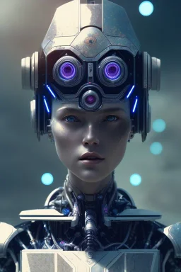 portrait,beautiful robot, post-apocalyptic in a cyberpunk city, realistic, intriacte detail, sci-fi fantasy style, volumetric lighting, particales,highly detailed,cinamatic, deep colours,